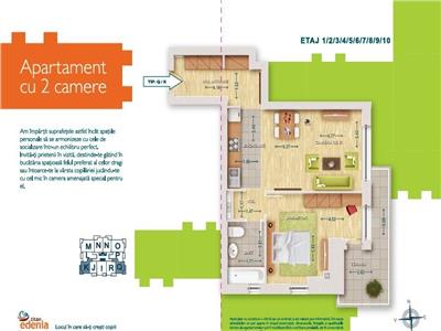 apartament 2 camere, Titan, Edenia Titan, bloc 2013, etaj 7/10, amenajat premium, 56mp, liber.